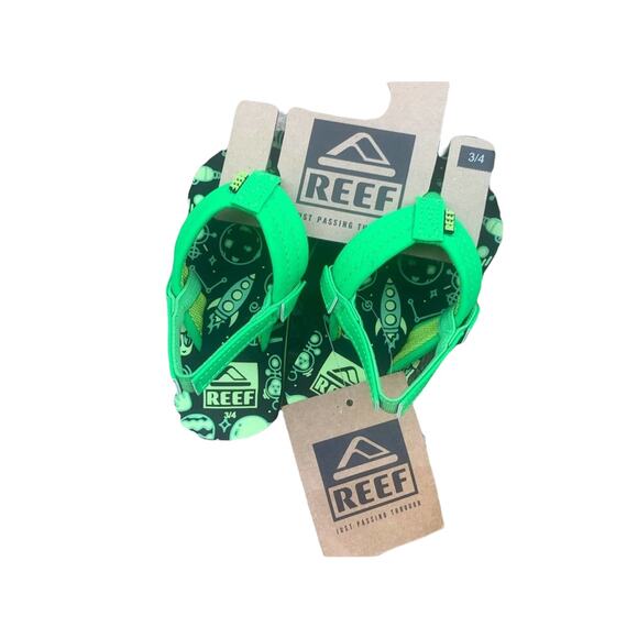 Reef flip-flops space neon green back strap size infant 3-4 NEW - Picture 1 of 4